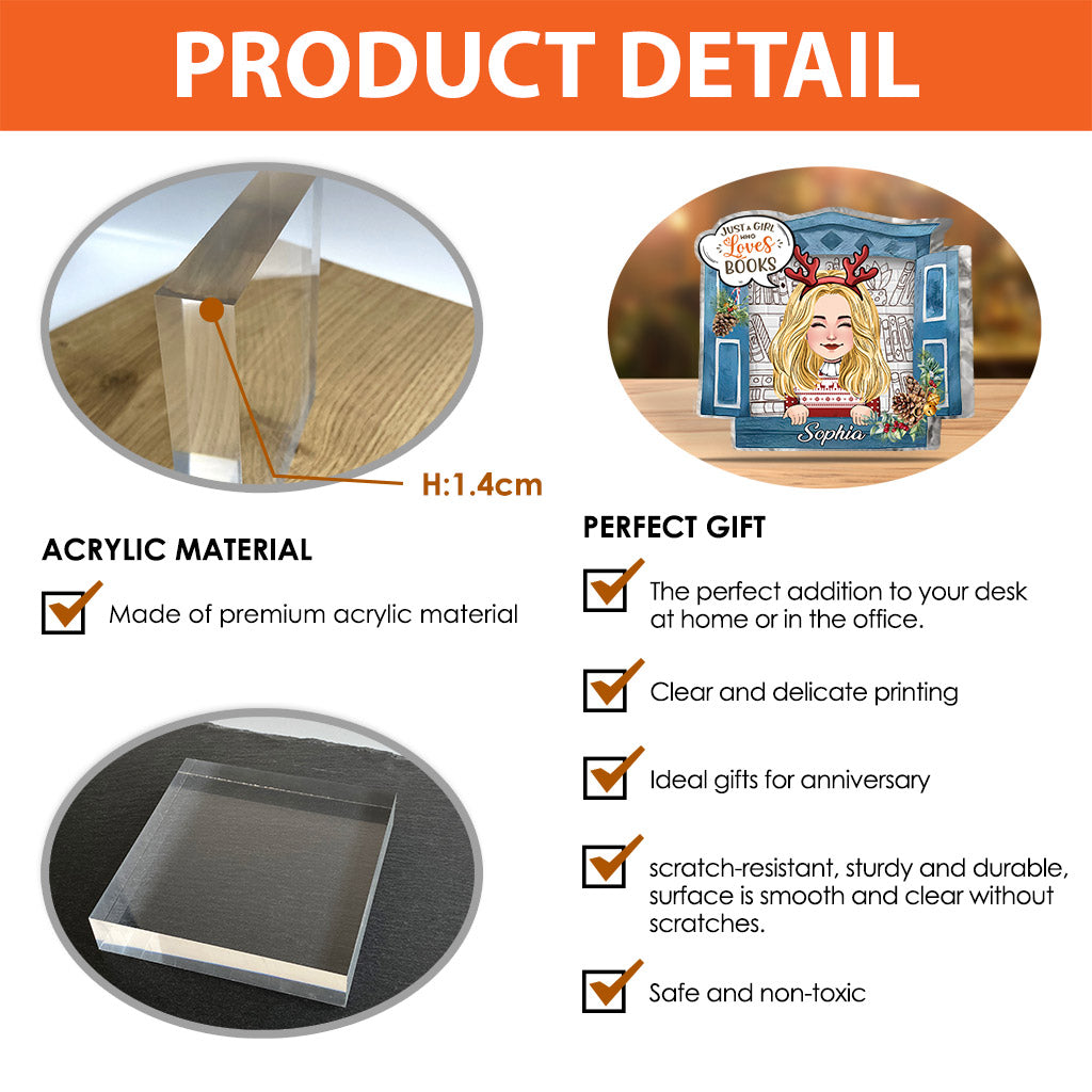 Just A Girl Who Loves Books - Personalized Book Custom Shaped Acrylic Plaque