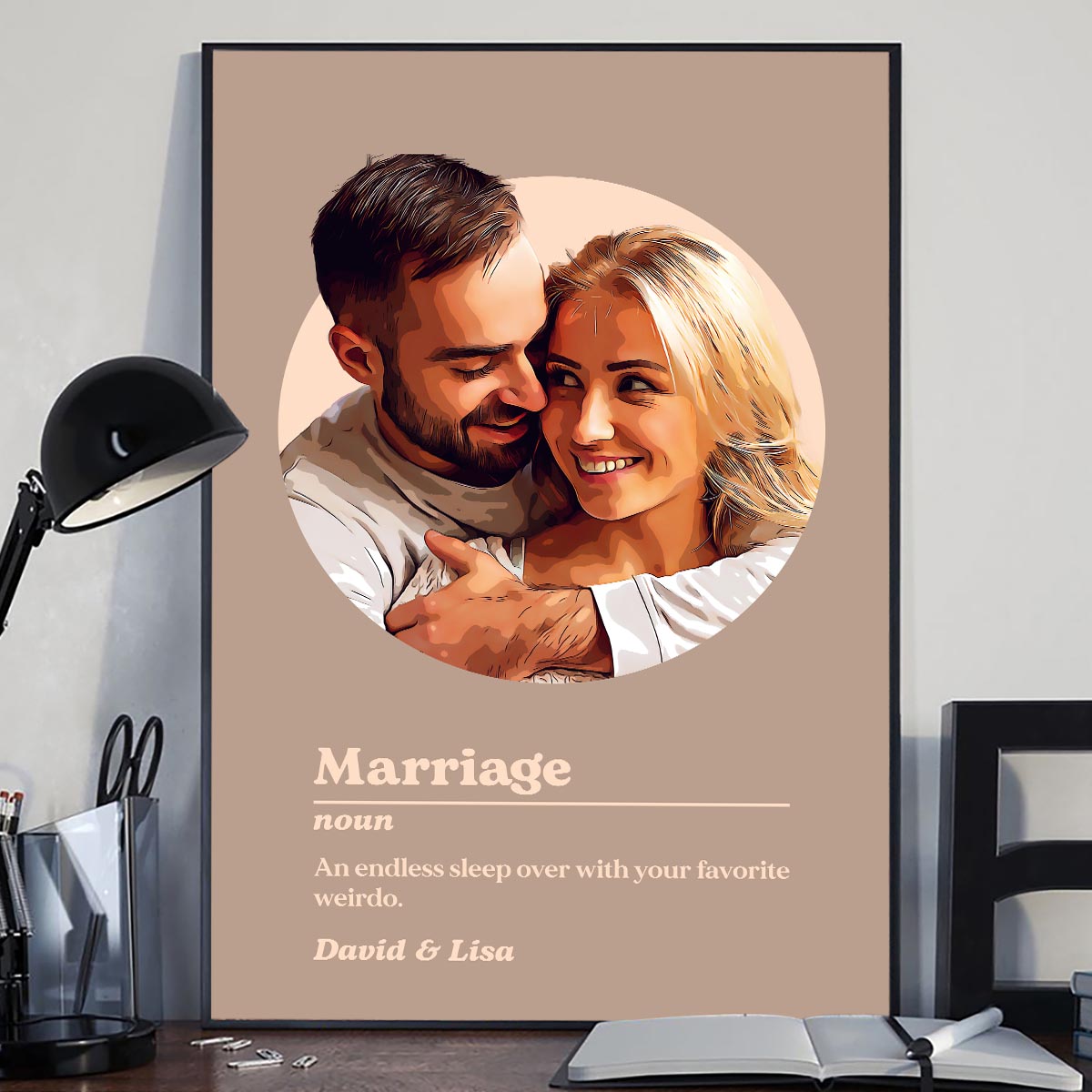 Marriage Portrait Definition - Personalized Husband And Wife Canvas And Poster