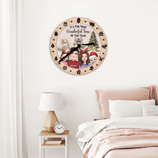 The Most Wonderful Time Of The Year - Personalized Family Wall Clock