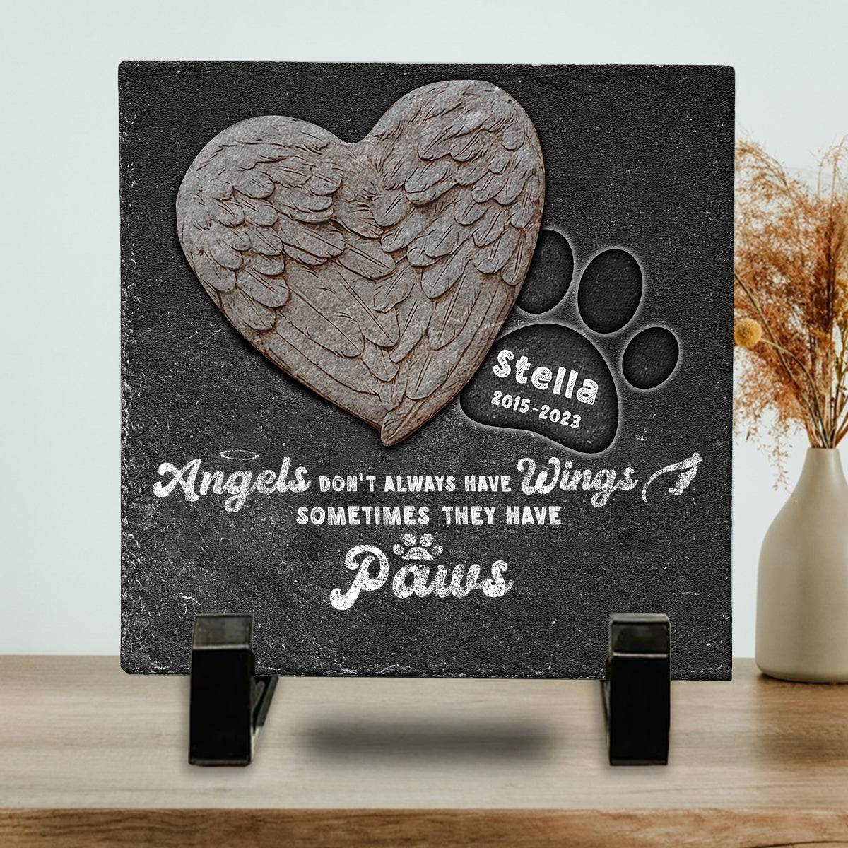 Angel Don't Always Have Wings - Personalized Dog Square Shaped Stone