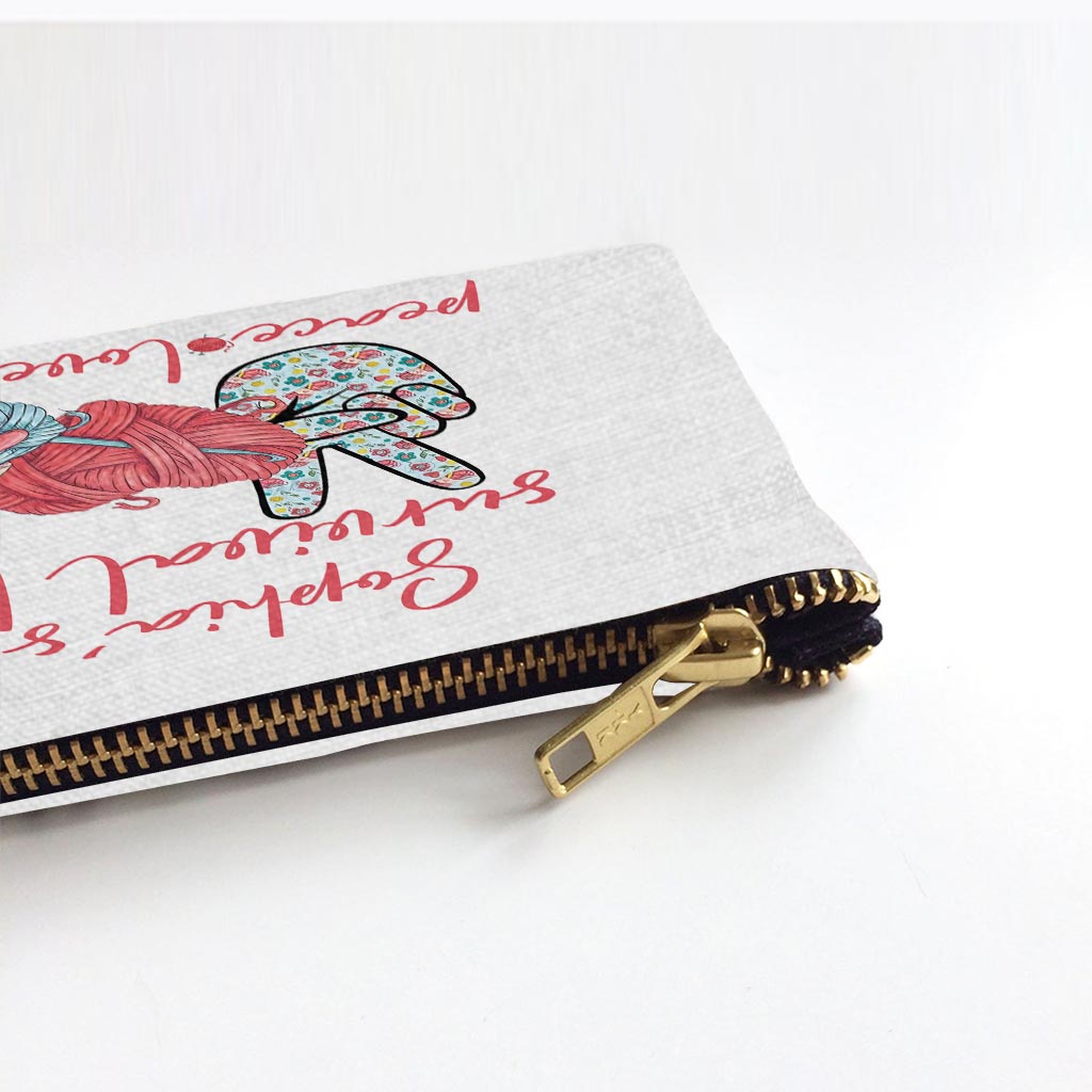 Peace Love Crochet - Personalized Crocheting Pouch