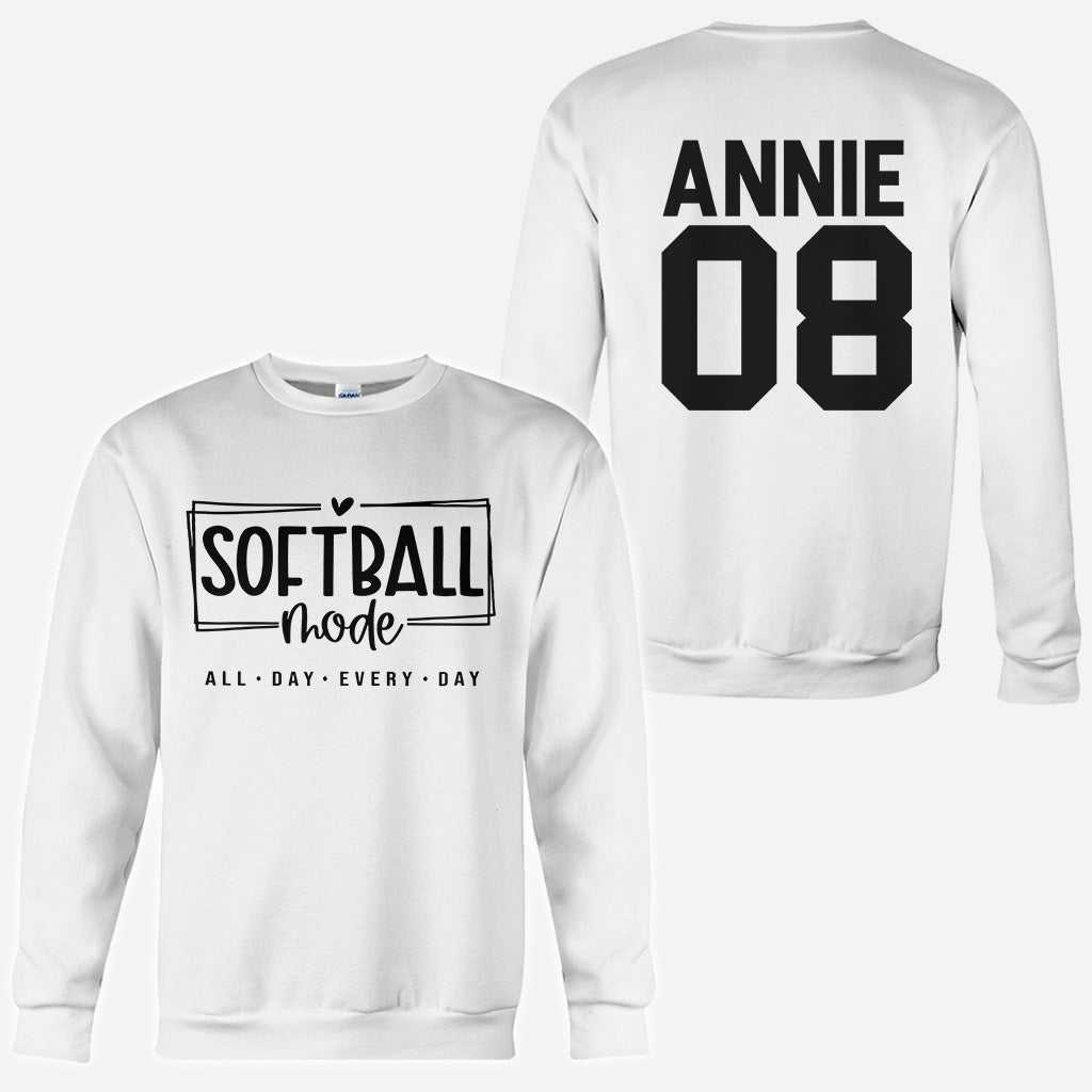 Sofball Mode All Day - Personalized Softball All Over Shirt