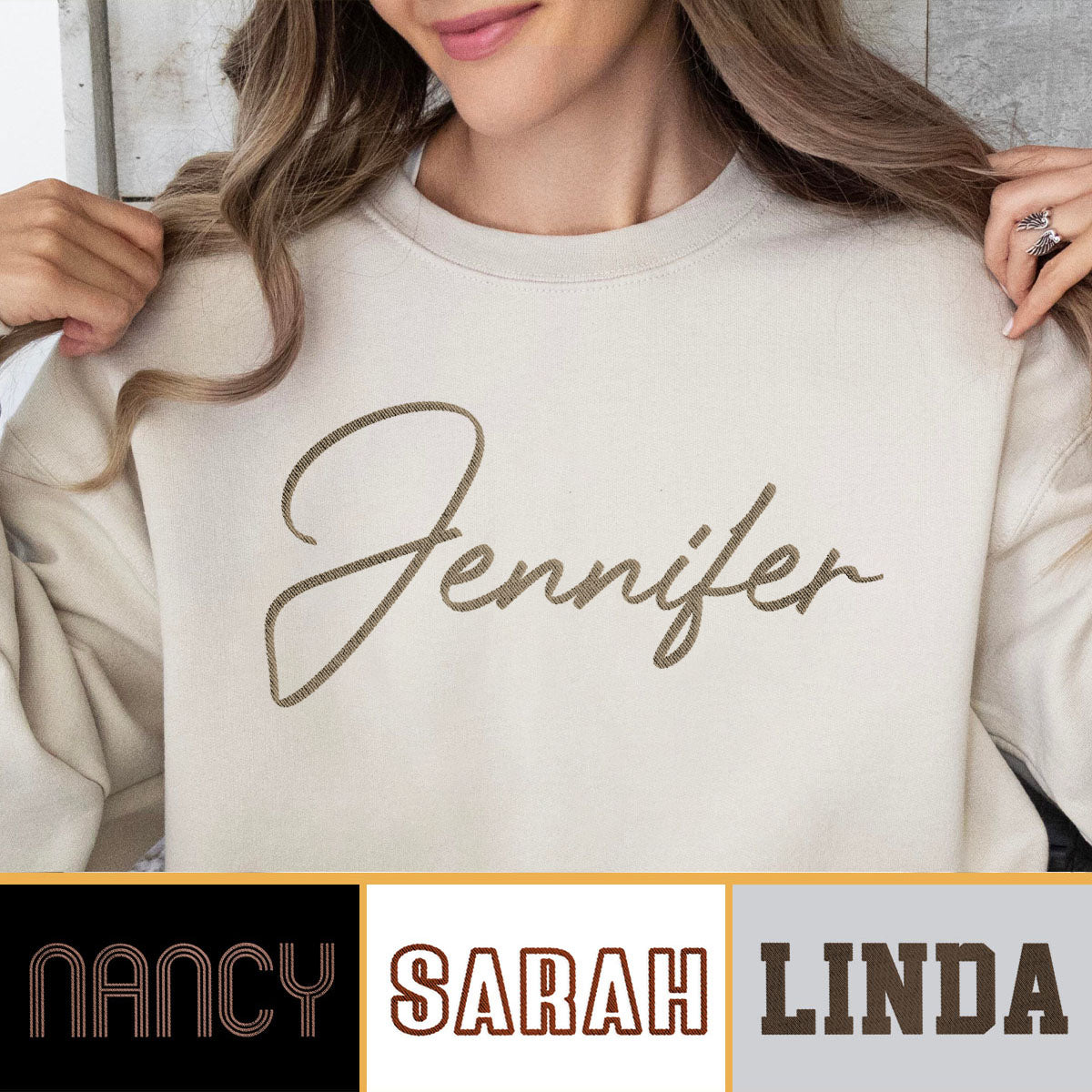 Custom Name - Personalized Granddaughter Embroidered Sweater