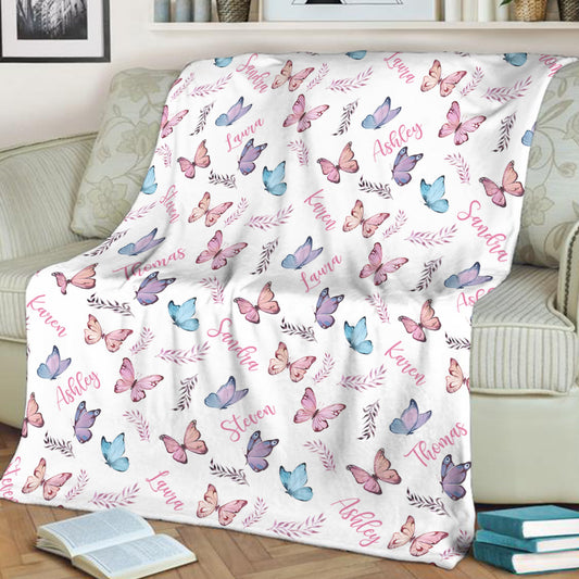 Butterfly Custom Name - Personalized Family Blanket
