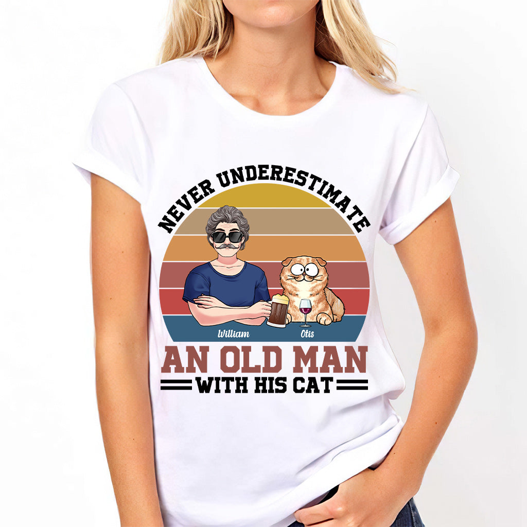 Never Underestimate An Old Man With His Cats - Personalized Cat T-shirt & Hoodie