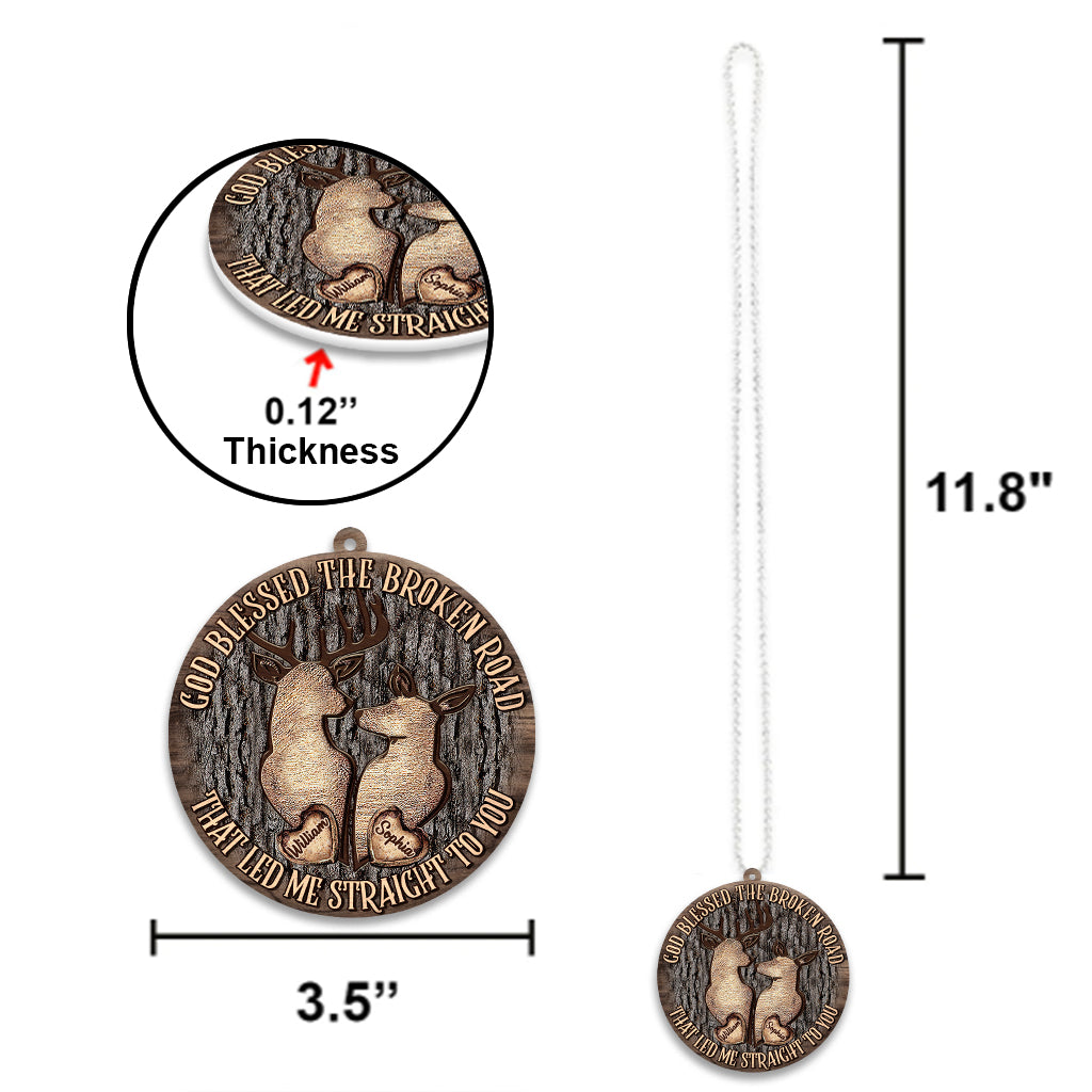 God Blessed The Broken Road - Personalized Couple Car Ornament