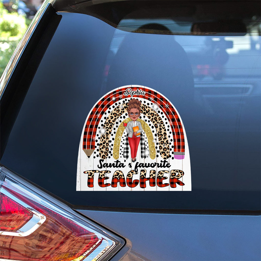 Santa's Favorite Teacher - Personalized Teacher Decal Full