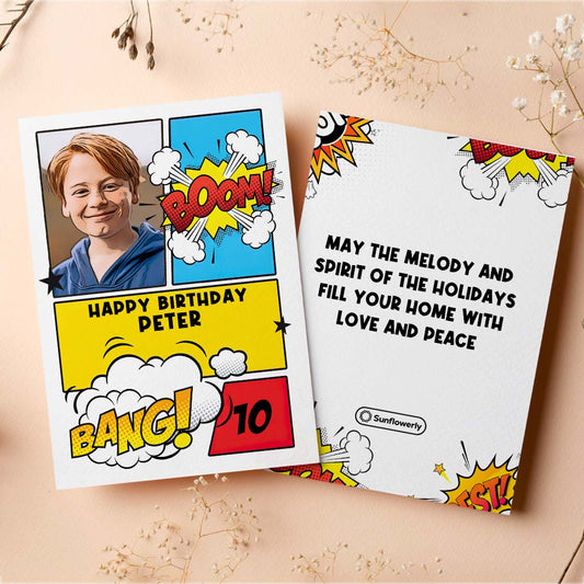 Birthday Comic Book Photo Upload - Personalized Greeting Card