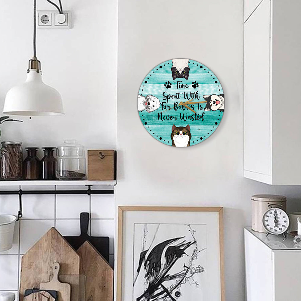 Time Spent With Cat - Personalized Cat Wall Clock