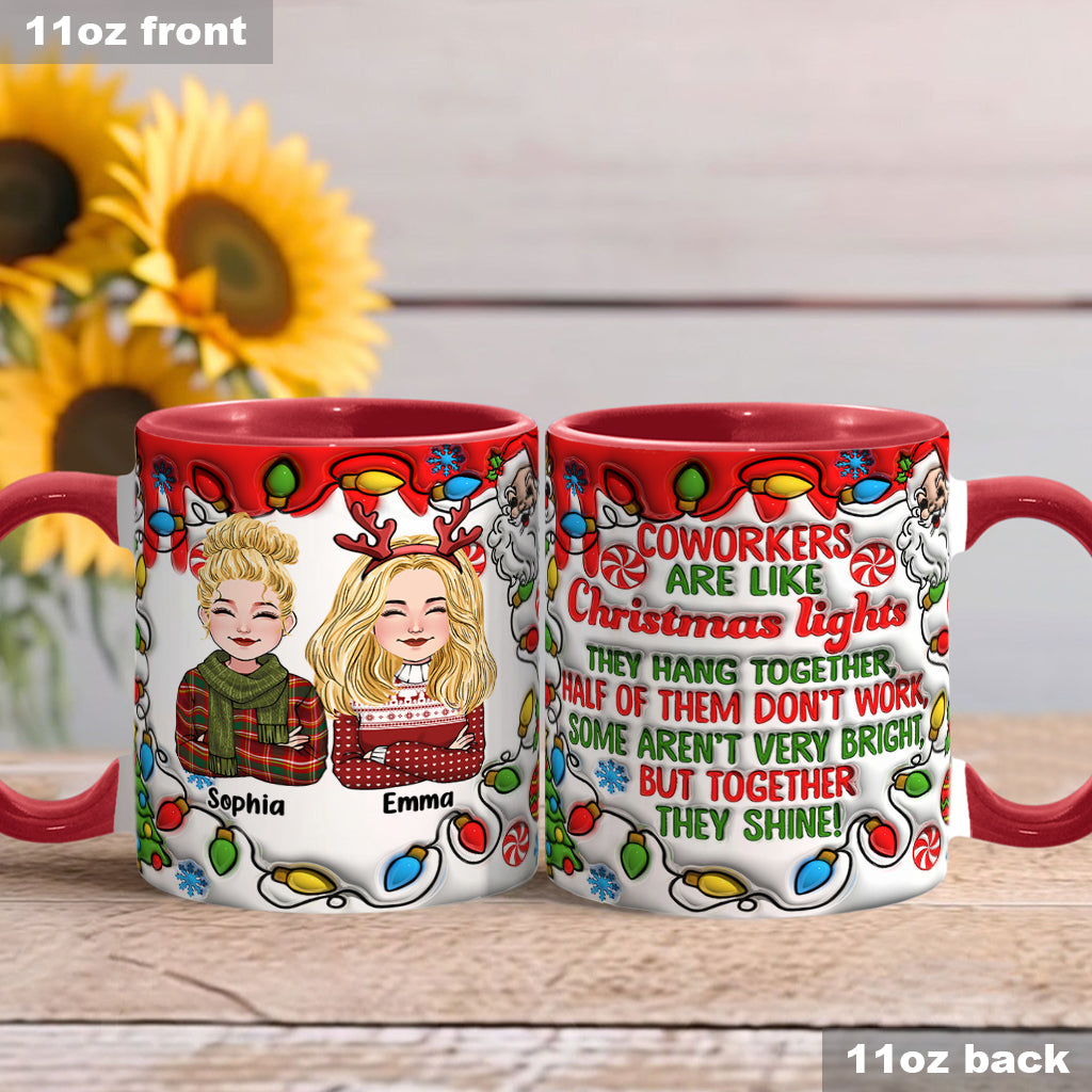 Coworkers Are Like Christmas Lights - Personalized Colleague Accent Mug