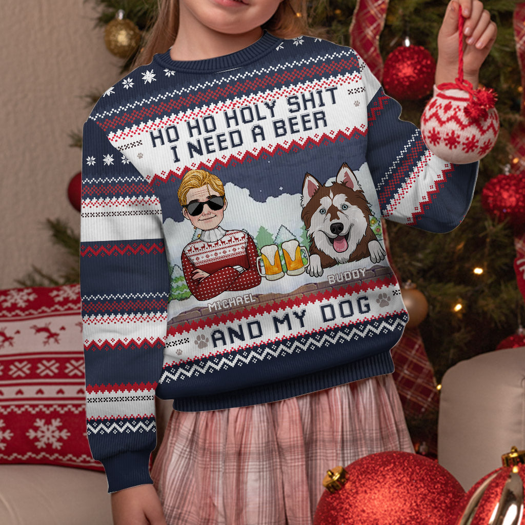 I Need Beer And My Dog - Personalized Dog Ugly Sweater