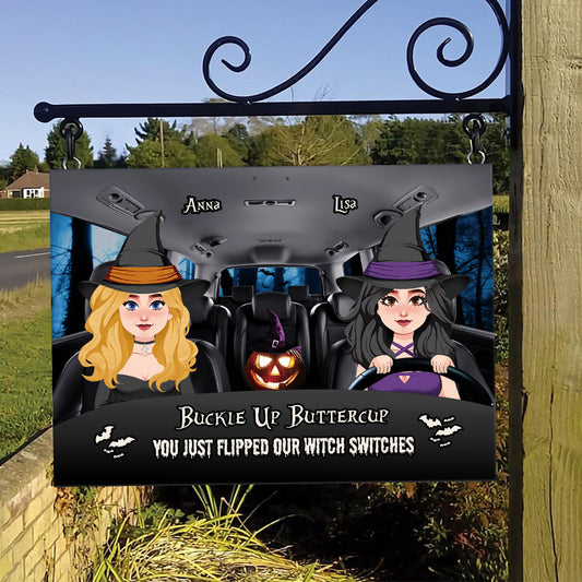 Buckle Up Buttercup - Personalized Witch Rectangle Metal Sign