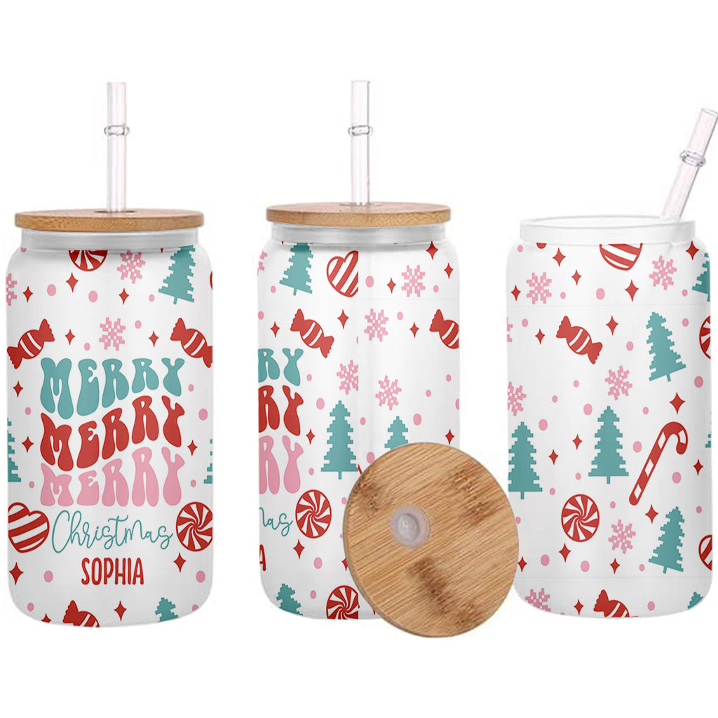 Merry Christmas - Personalized Christmas Can Glass