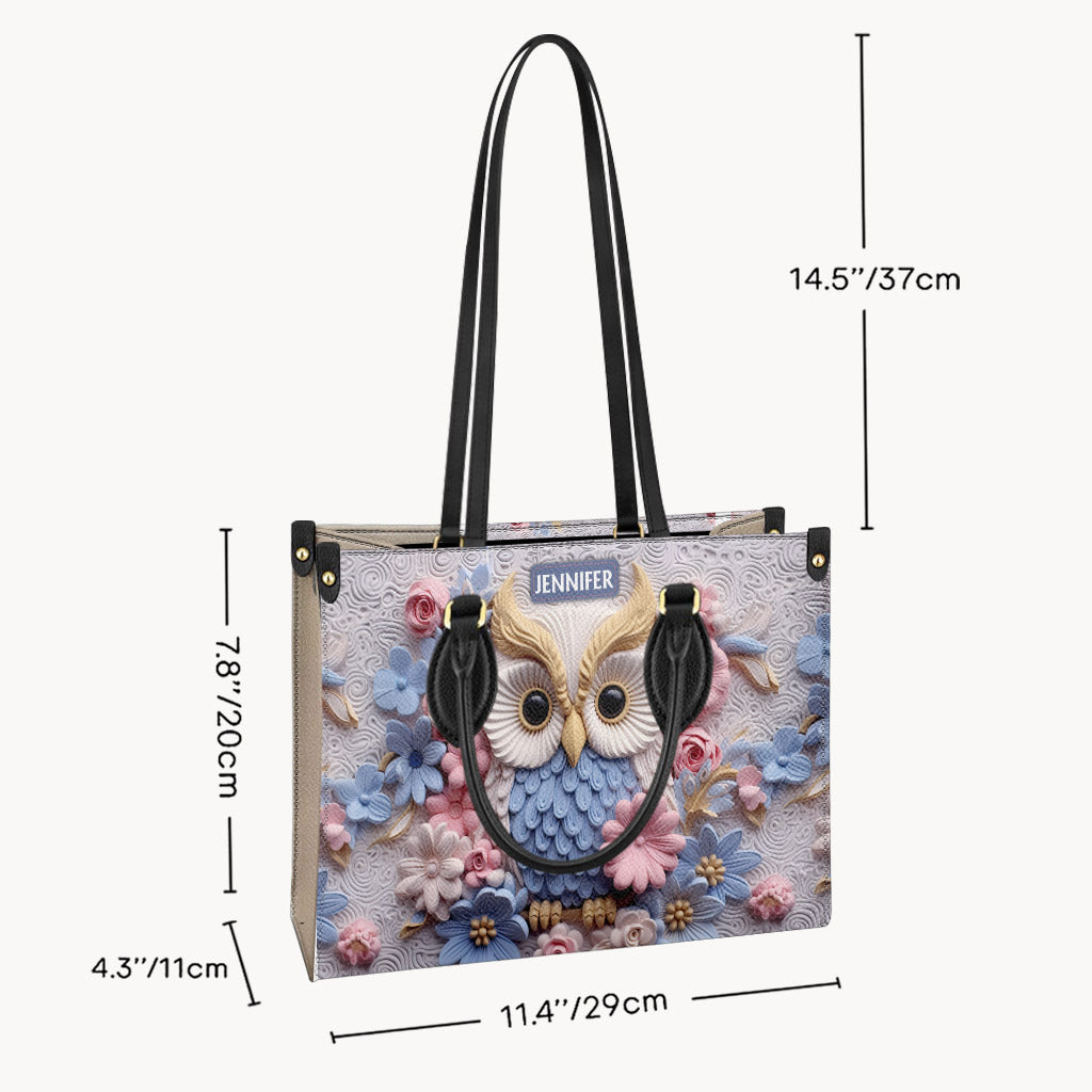 Beautiful Owl - Personalized Owl Leather Handbag