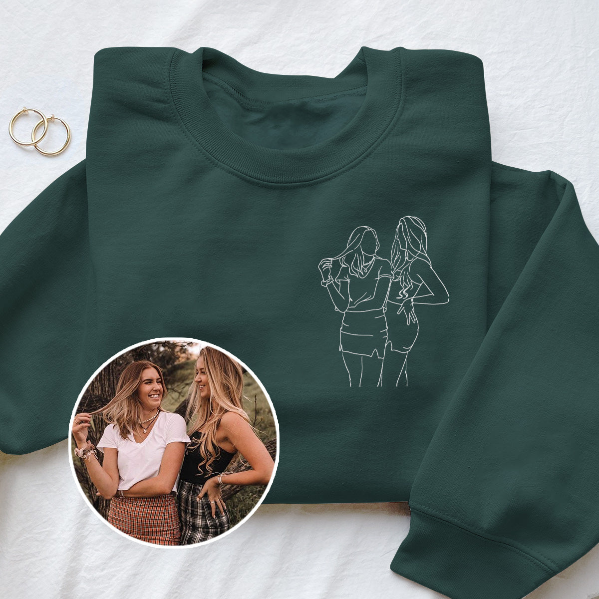 Custom Line Art - Personalized Daughter Embroidered Sweater