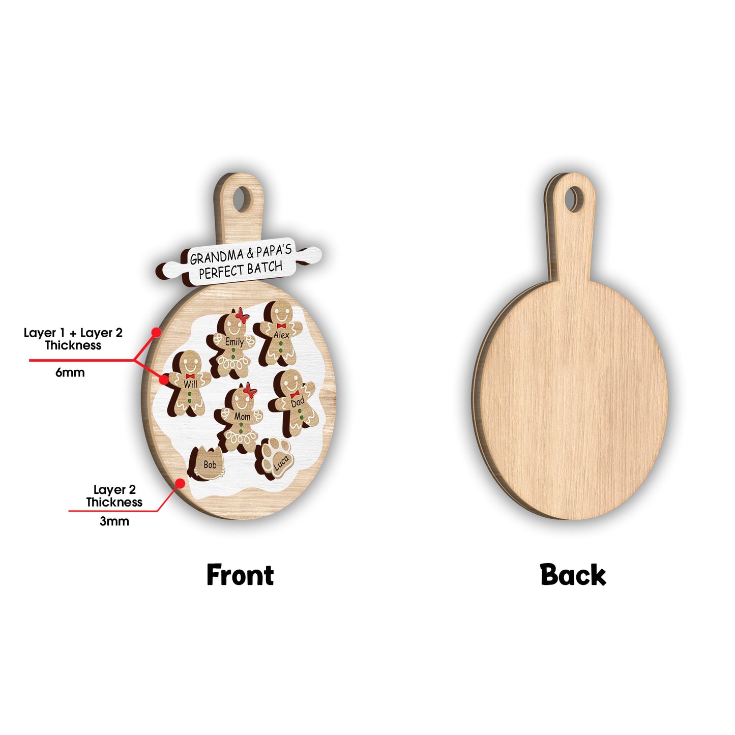 Perfect Batch - Gift for grandpa - Personalized 2 Layered Piece Ornament