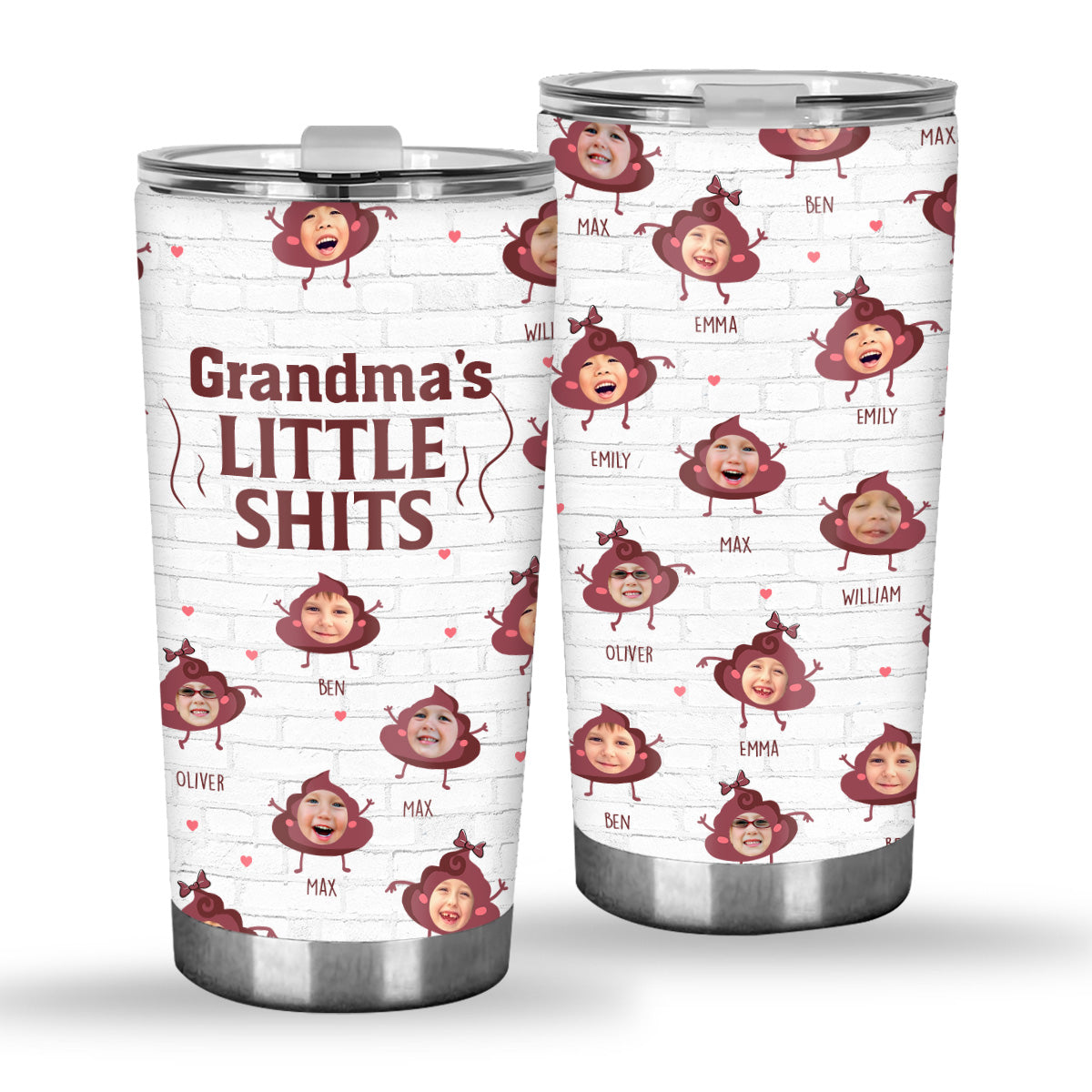 Daddy Little Shits - Gift for dad, grandma, grandpa, mom, uncle, aunt, brother, sister - Personalized Tumbler