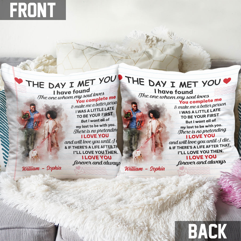 The Day I Met You - Personalized Couple Throw Pillow