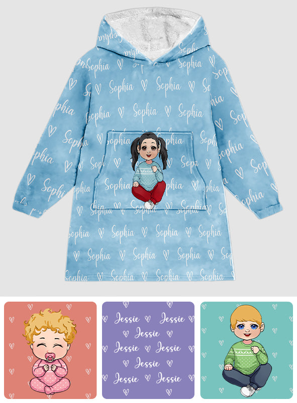 Merry Christmas Kids - Personalized Kid Blanket Hoodie