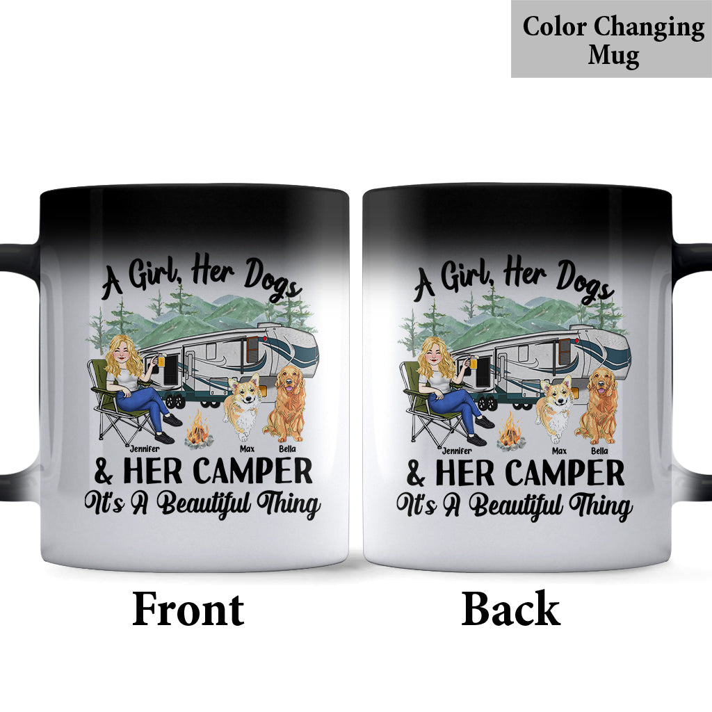 A Girl Her Dog And Her Camper - Camping gift for dog lover - Personalized Mug