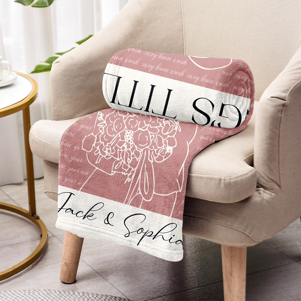 Wedding Song Lyrics Print - Personalized Husband And Wife Blanket