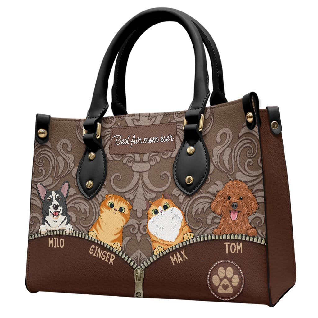 Best Dog Mom Ever - Gift for mom, mom, dog lover, cat lover - Personalized Leather Handbag