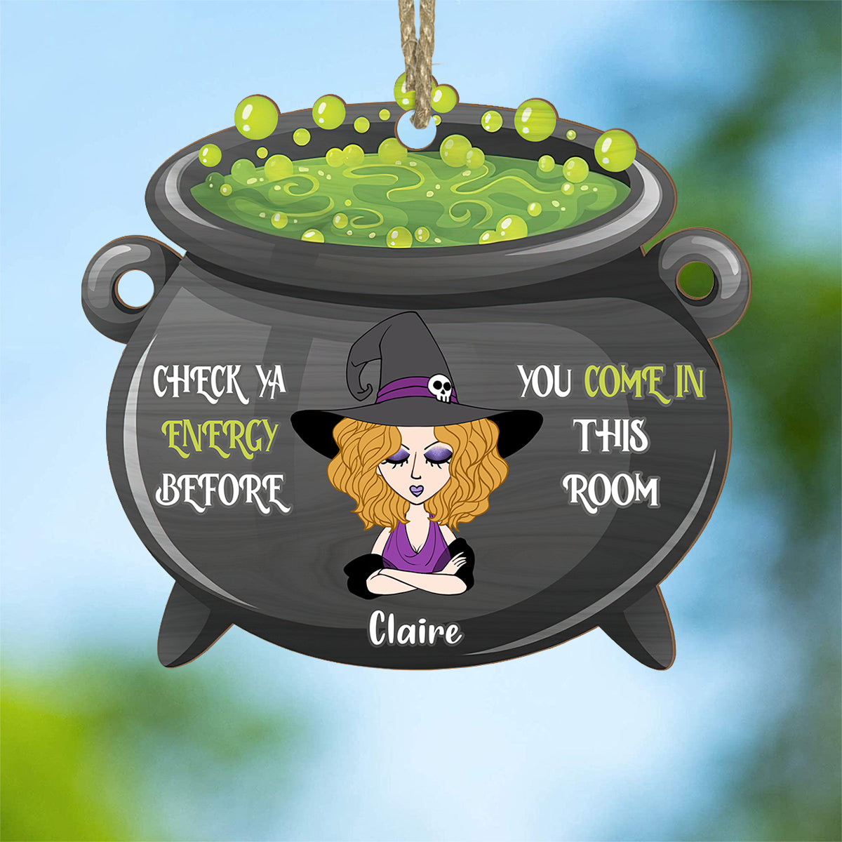 Check Ya Energy - Personalized Witch Suncatcher