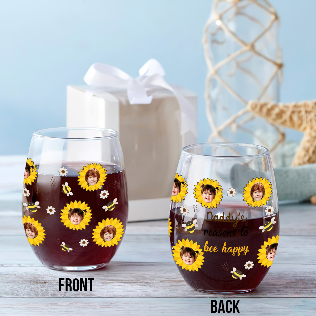 Nana's Reasons - Gift for grandma, mom, grandpa, dad - Personalized All Over Wine Glass