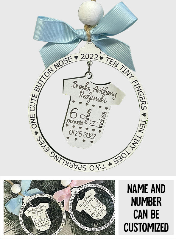 Baby's First Christmas - Gift for Newborn - Personalized 2 Piece Wooden Ornament