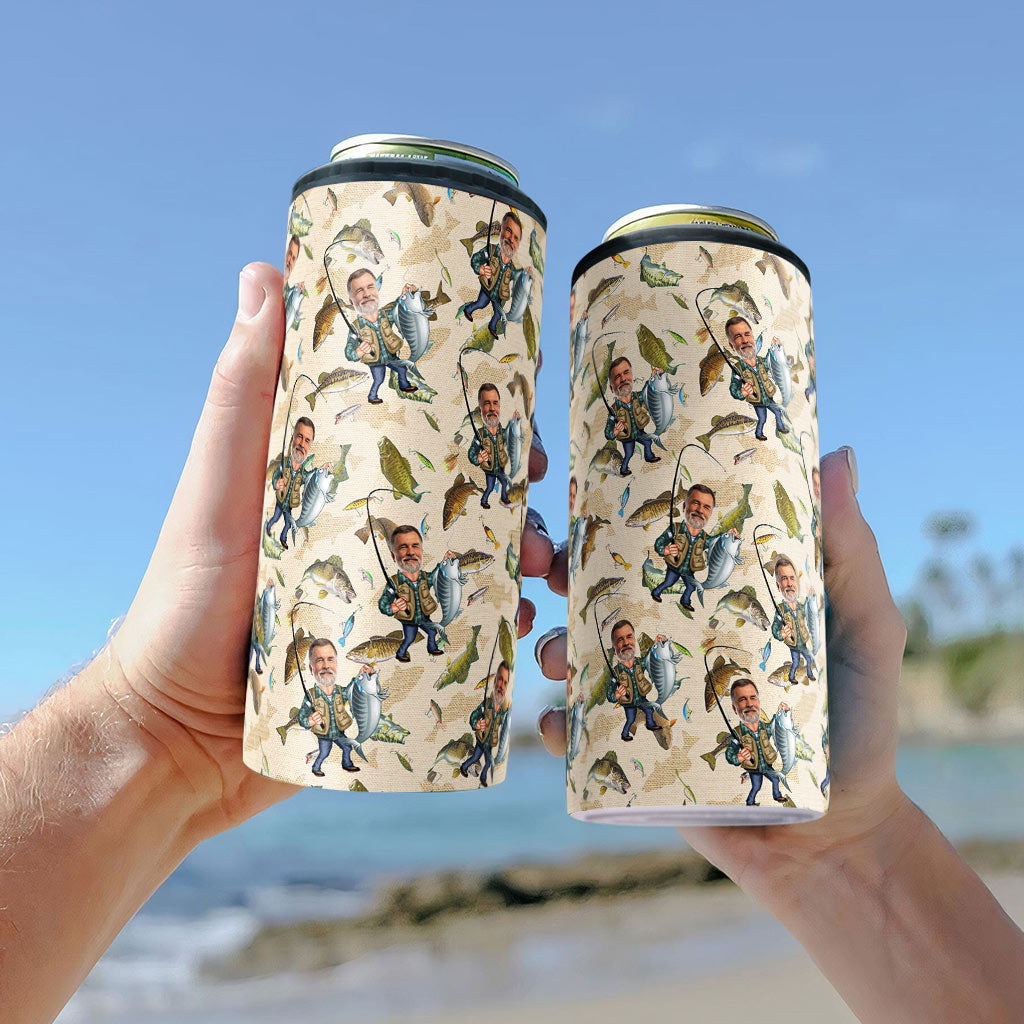Photo Inserted Funny Fishing - Personalized Fishing Can Cooler