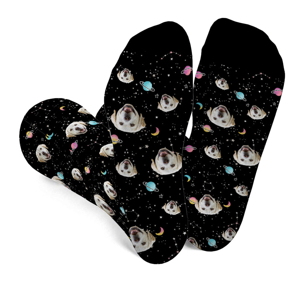 Custom Face Galaxy - Personalized Dog Socks