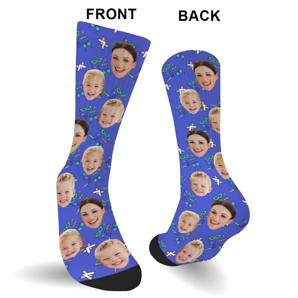 Custom Face Party Pattern - Personalized Step Mom Socks