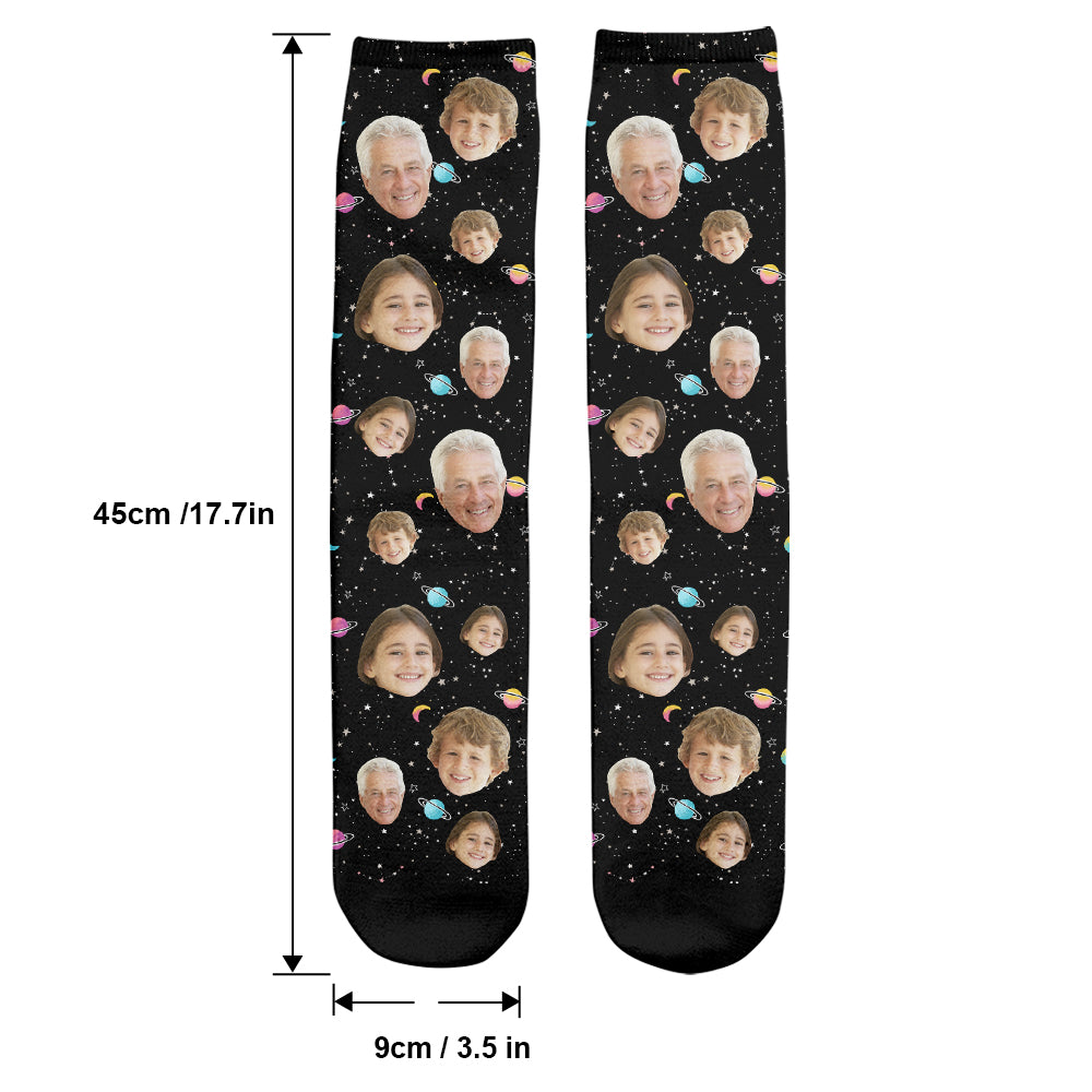 Custom Face Galaxy - Personalized Grandpa Socks