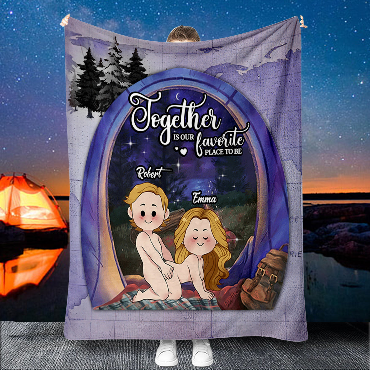 Together Is Our Favorite Place To Be - Personalized Camping Blanket
