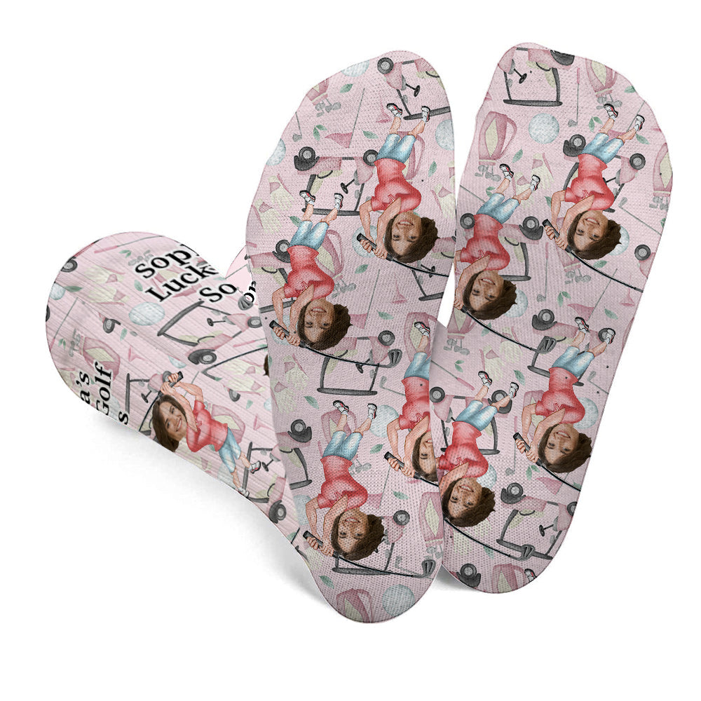 Photo Inserted Funny Golfer - Personalized Golf Socks