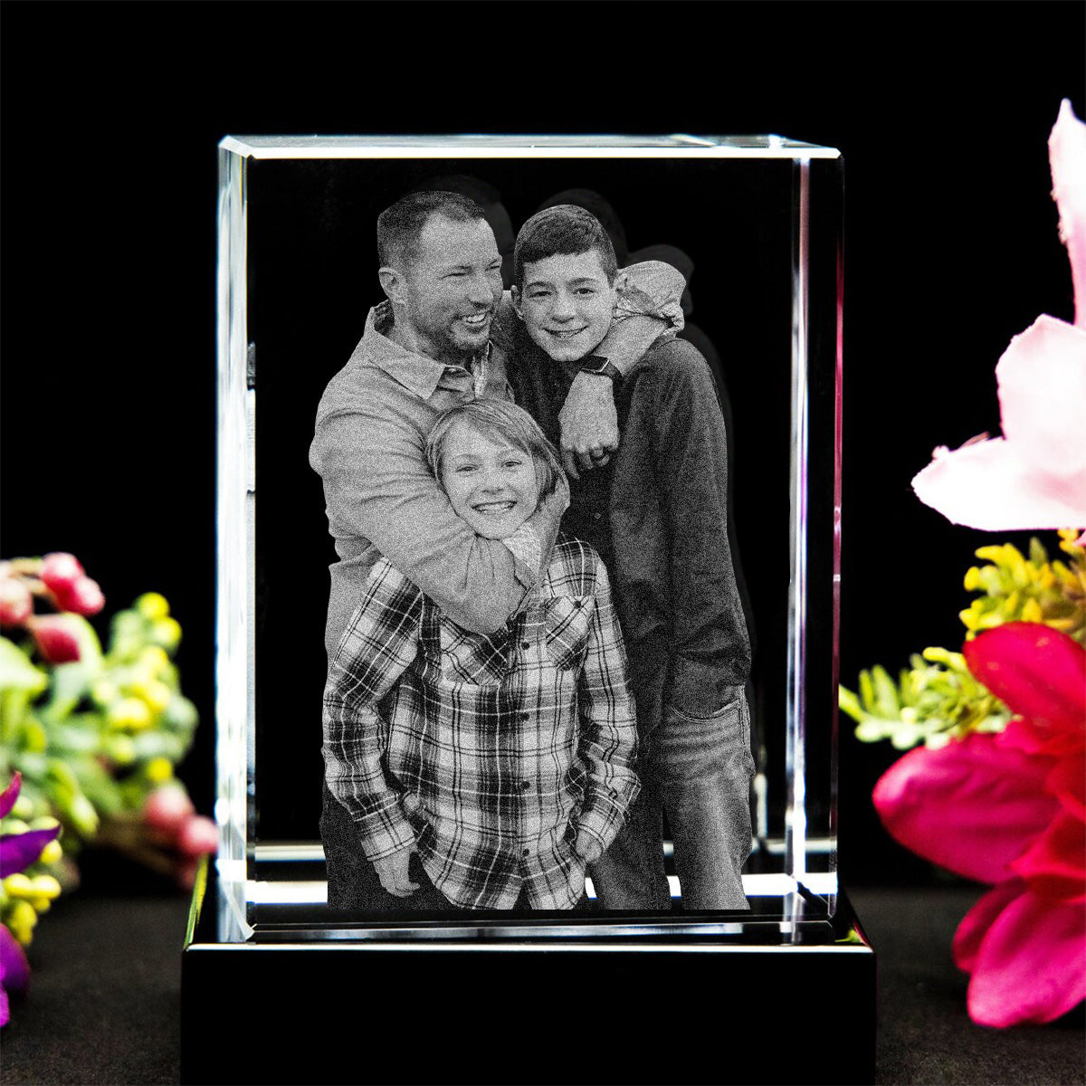 Custom Photo - Personalized Step Dad Laser Engraving 3D Cuboid Shaped Crystal Lamp