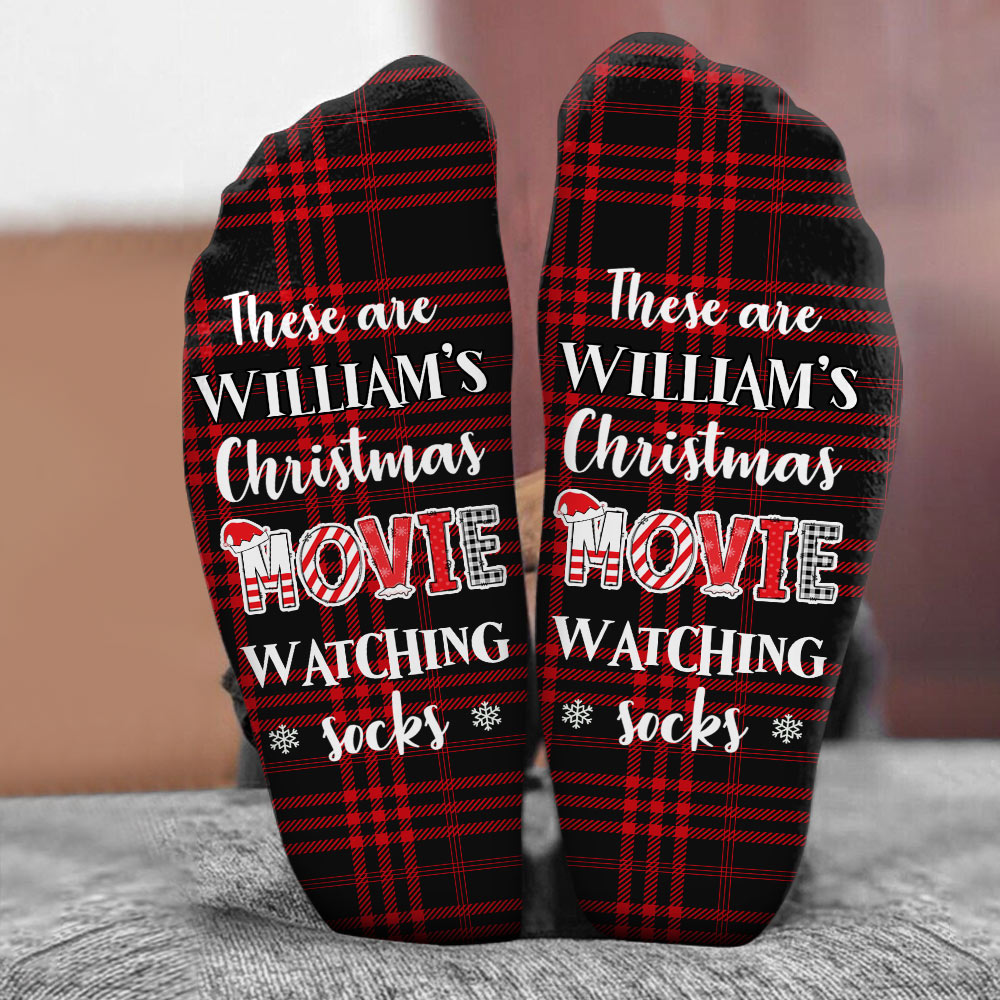 Christmas Movie Watching Socks - Personalized Christmas Socks