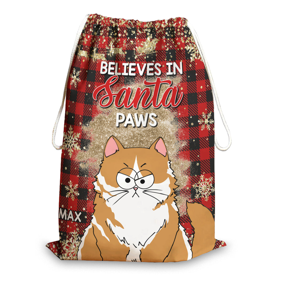 Believes In Santa Paws - Personalized Cat Christmas Gift Bag