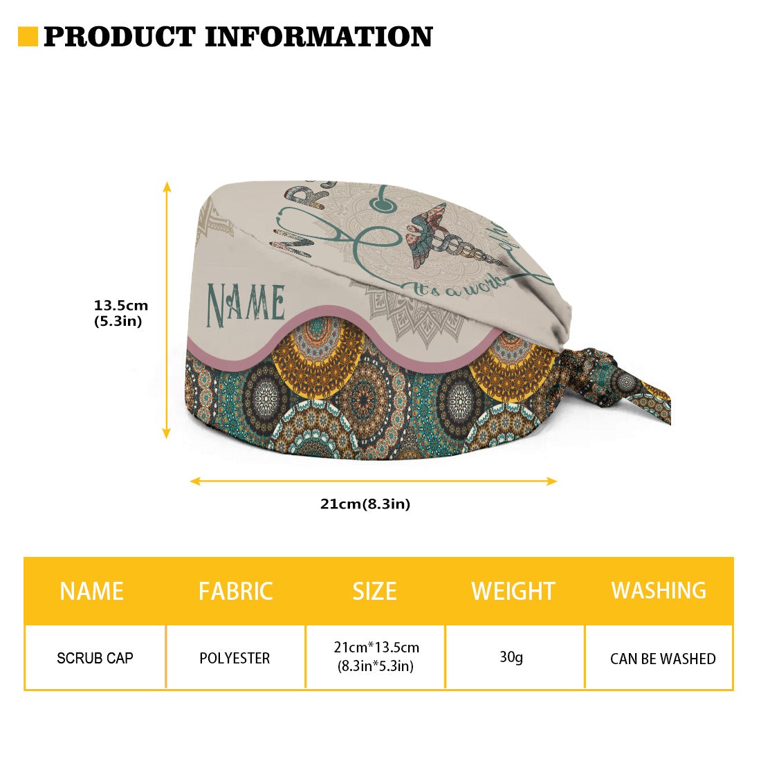 It's A Work Of Heart - Personalized Nurse Scrub Cap