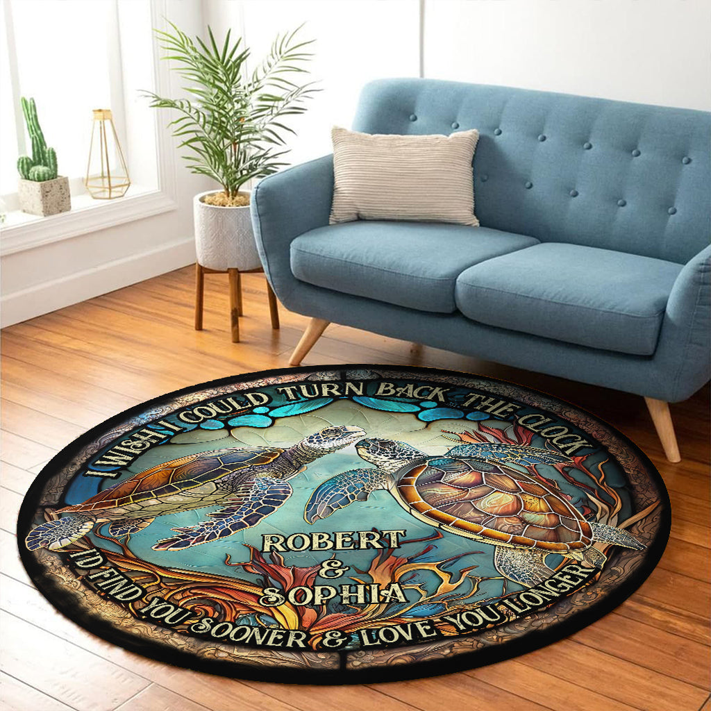 Turn Back The Clock - Personalized Turtle Round Rug