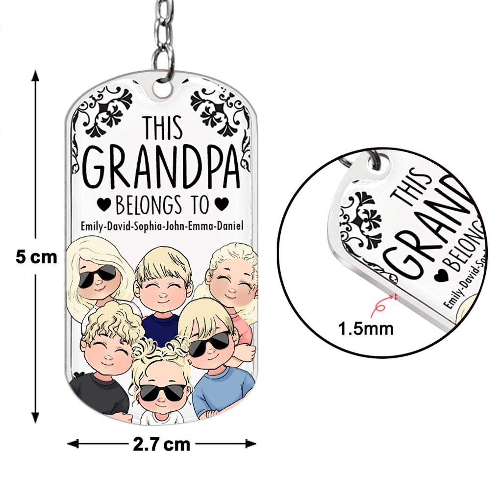 This Father Belongs To - Gift for dad, grandpa, mom, uncle, aunt, grandma - Personalized Stainless Steel Keychain