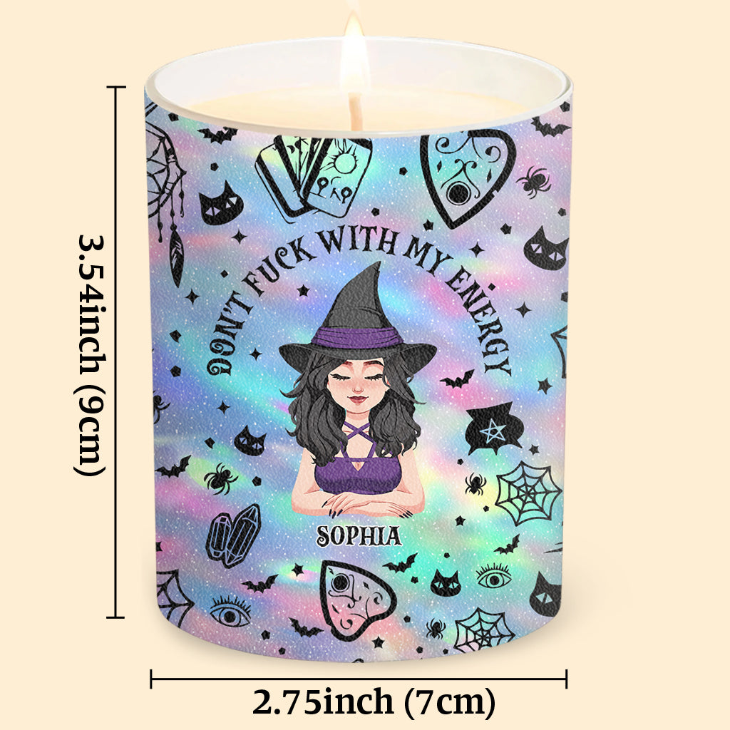 Don't F With My Energy - Personalized Witch Candle With Wooden Lid
