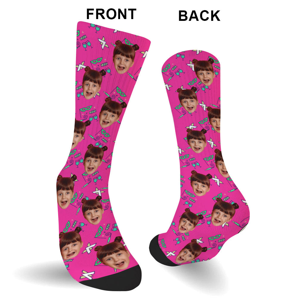 Custom Face Party Pattern - Personalized Kid Socks