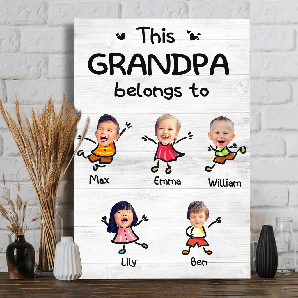 This Grandpa Belongs To - Personalized Grandpa Canvas And Poster
