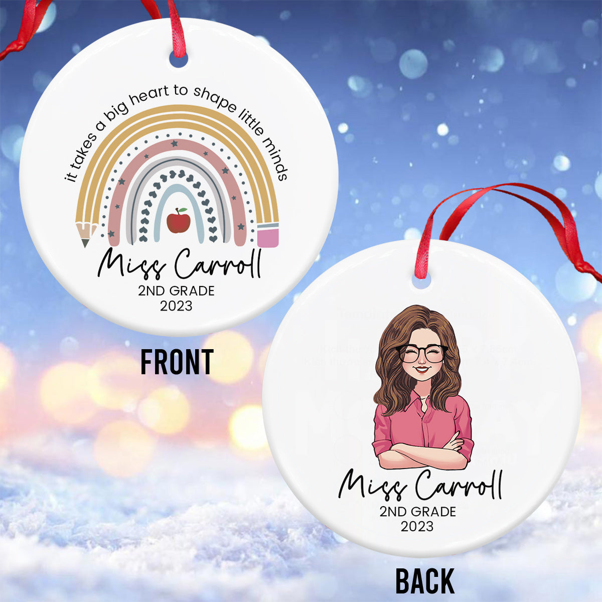 Thanks For Helping Me Shine - Personalized Teacher Ceramic Circle Ornament