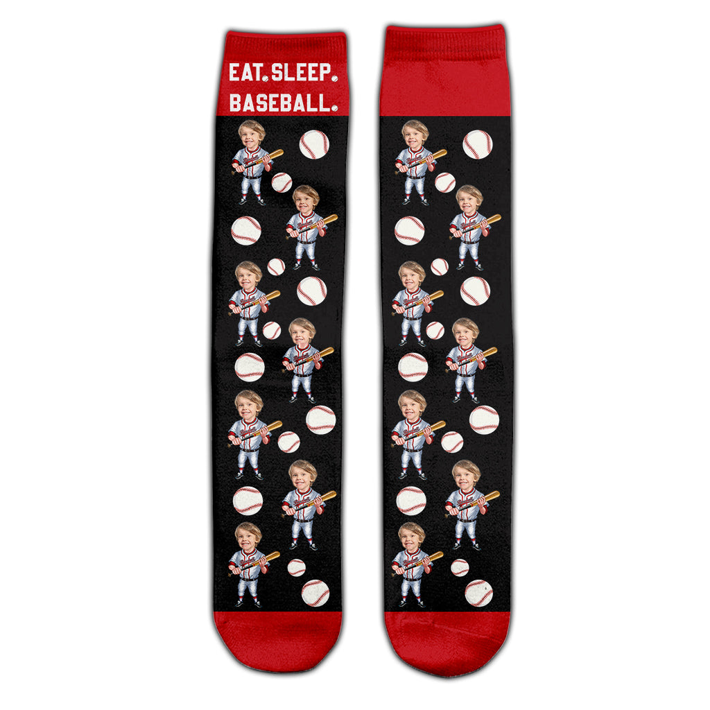 Eat Sleep Baseball - Personalized Baseball Socks