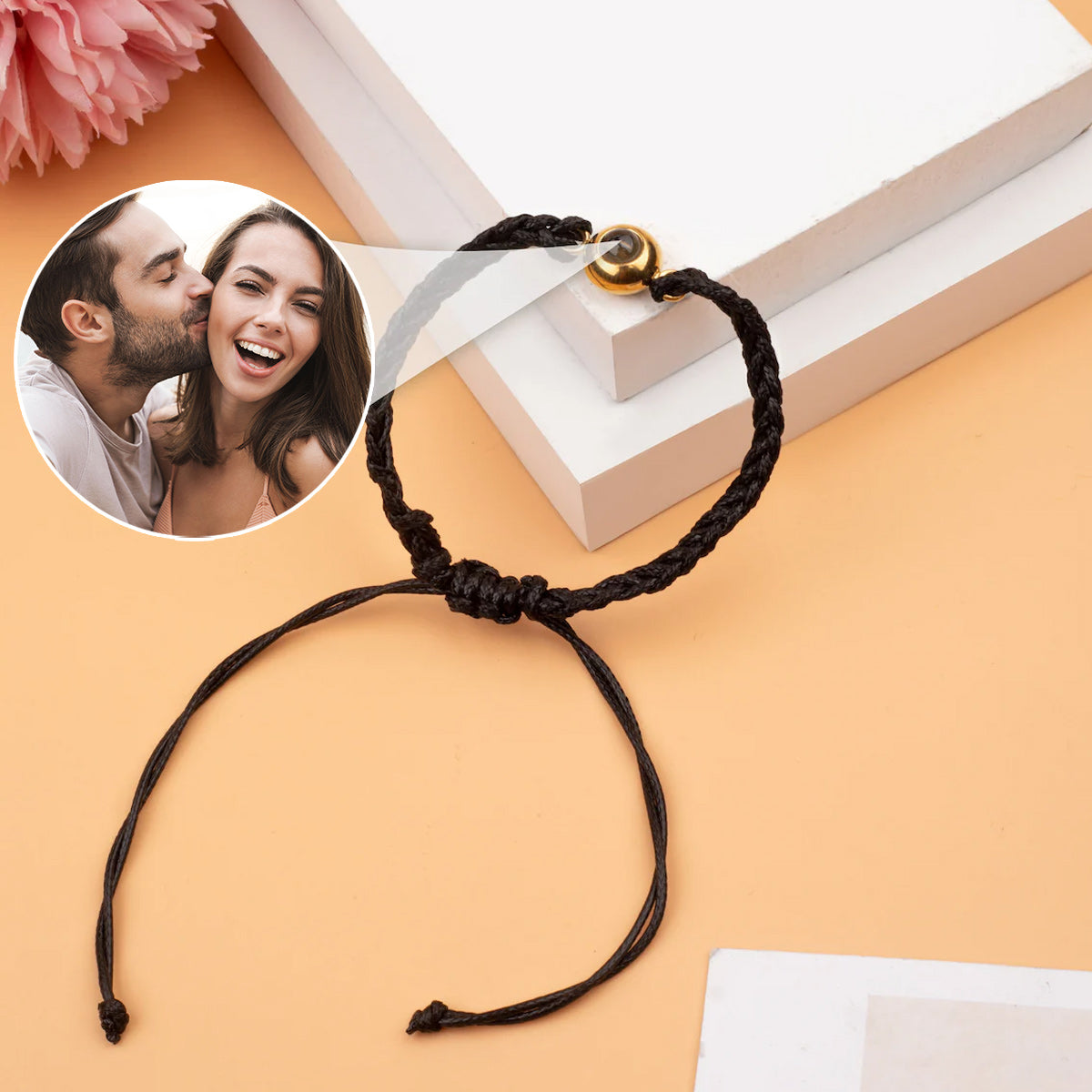 Sun Flower Custom Photo Projection Charm - gift for who lost a loved one - Personalized Projection Bracelet