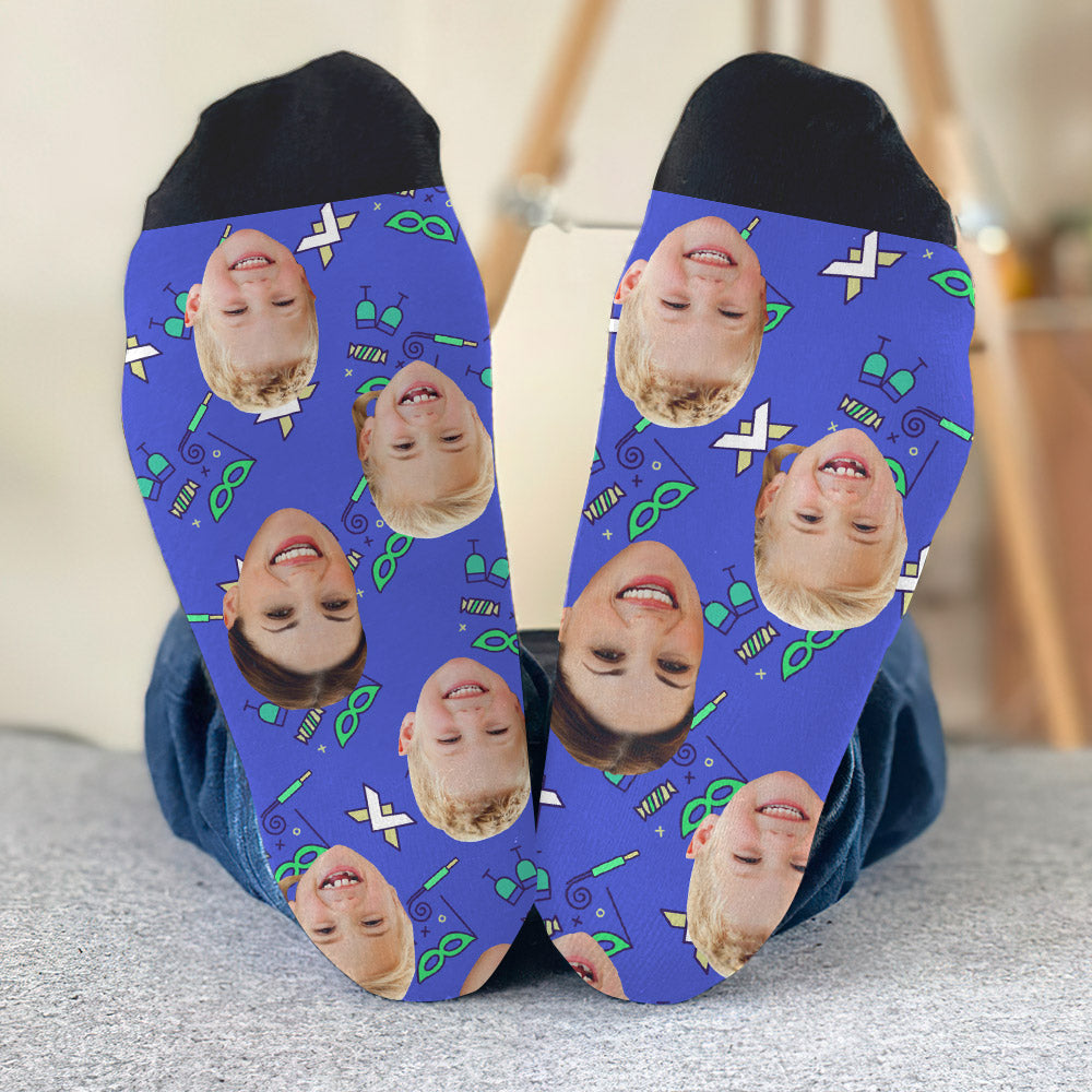 Custom Face Party Pattern - Personalized Step Mom Socks