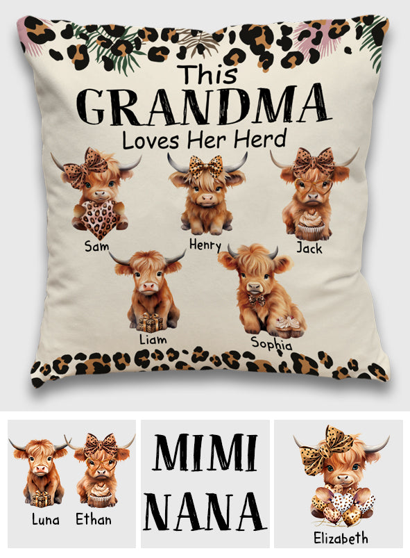 Grandma/ Nana/ Mimi... Loves Her Herd - Personalized Grandma Throw Pillow