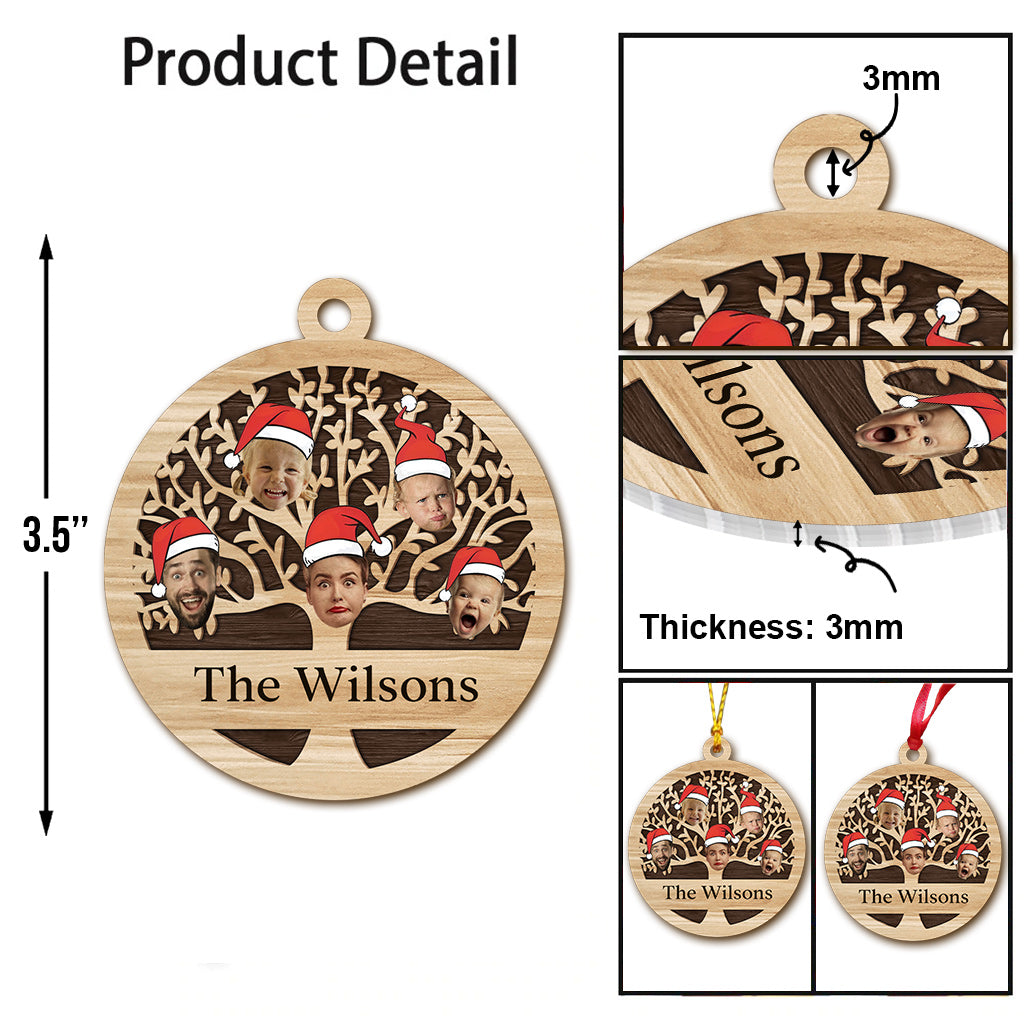 Family Name Christmas Tree Many Colors - Personalized Family Ornament